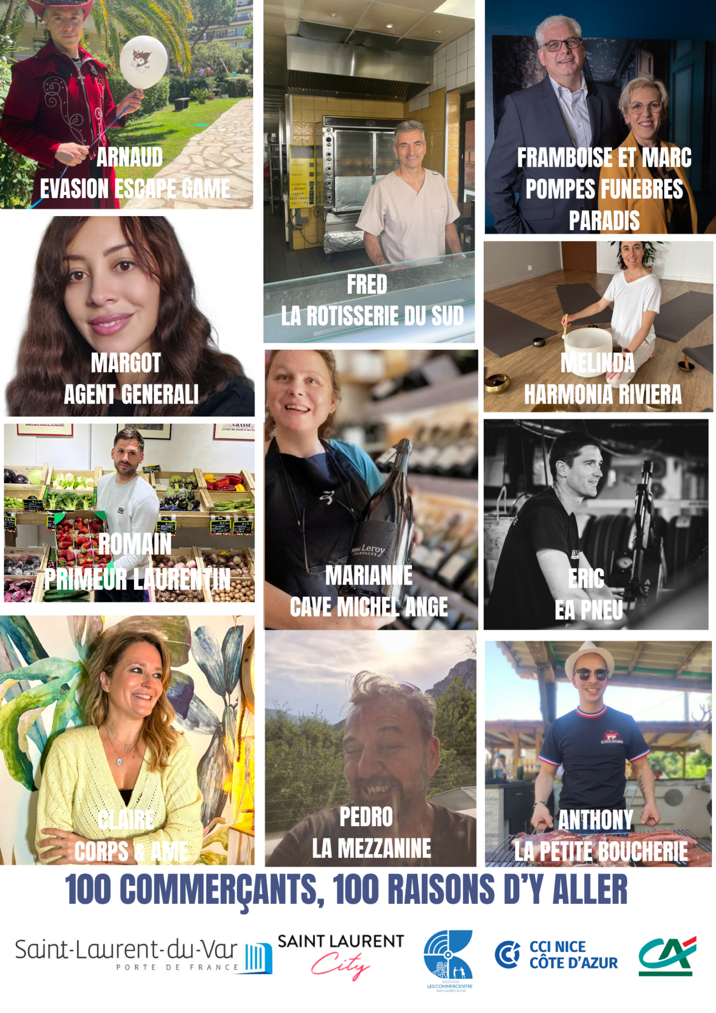 Affiche présentant les commerçants