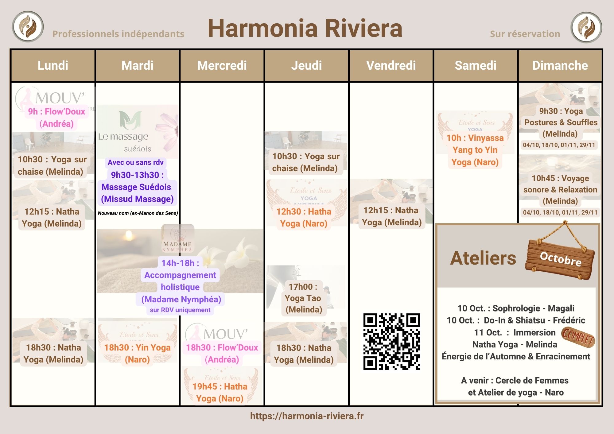 Planning Septembre octobre